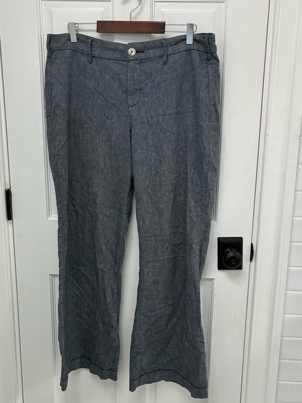 NYDJ Women's Blue Straight-Leg Linen-Blend Trousers